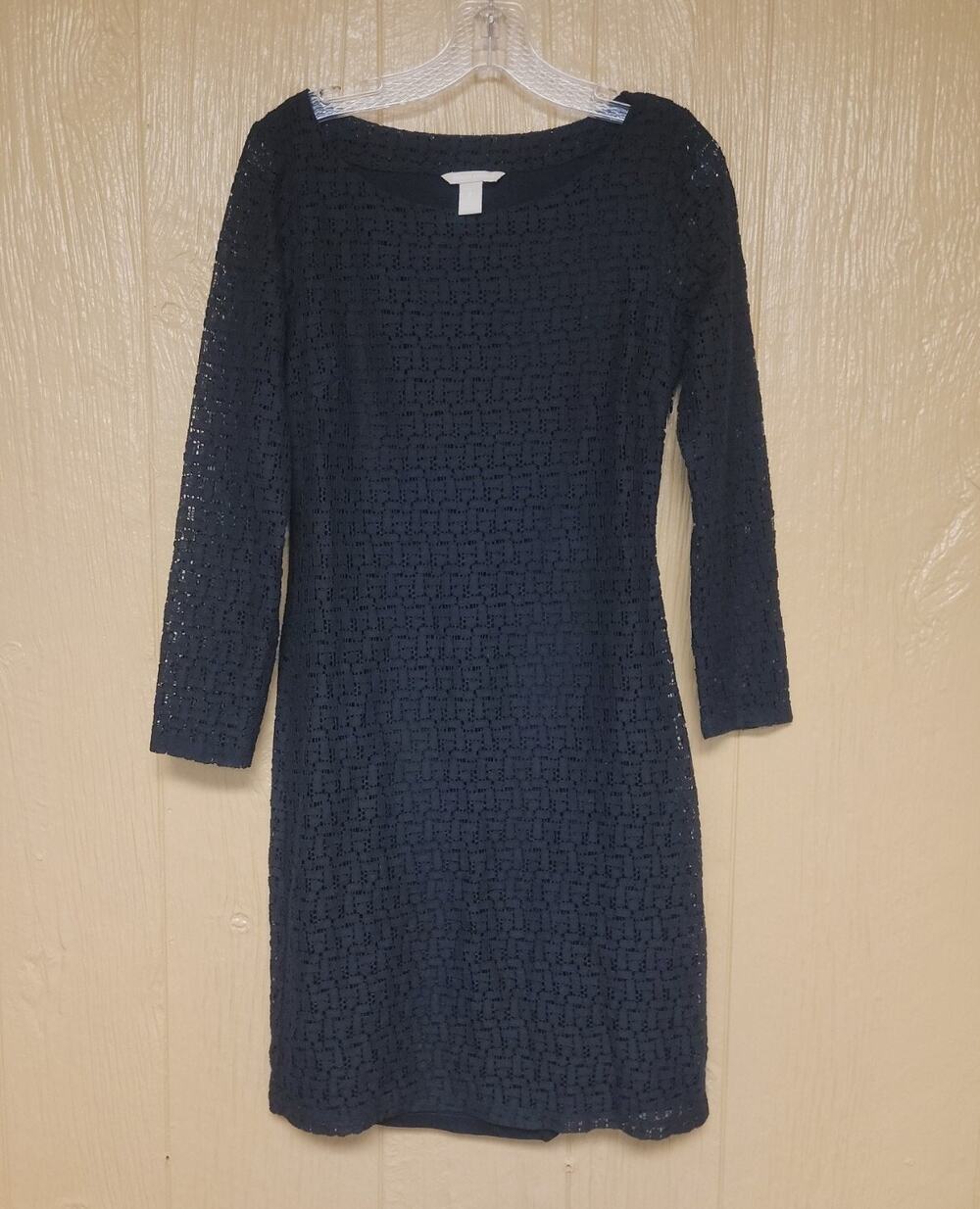 Banana Republic A-Line Dress Black Lined sz 4 Tall Midi Knee Length Side Zip